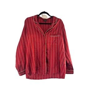 Jones New York women's Striped satin Top Pajama Sleepwear Large